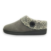 Women's Knitted Sweater Collar Suede Slippers - Faux Fur Linning Indoor/Outdoor TPR Outsoles \u0026 Cushioned Footbed (Grey Suede Holiday Sweater, 6)